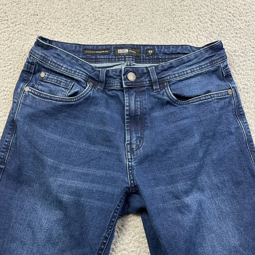 Barbell Apparel Jeans Mens 32x32 Blue Medium Wash Straight Athletic Fit Stretch